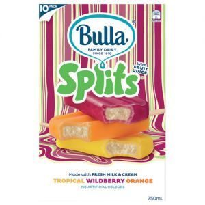 Bulla Splits Ice Cream On Stick Wberry Orng/trpcl 750ml