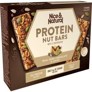 Nice & Natural Protein Nut Bar Muesli Bars 3 Super Seeds Dark Choc Cacao
