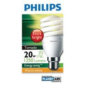 Philips Tornado Bayonet Light Bulb 20w Energy Saver Warm White