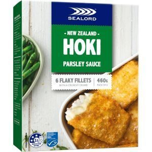 Sealord Fish Fillets Hoki  Crumbed In Parsley Sauce