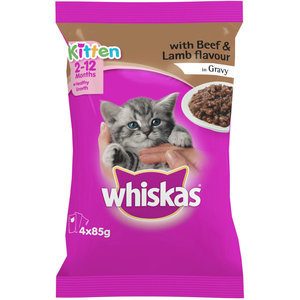 Whiskas Kitten Cat Food Beef & Lamb In Gravy 340g