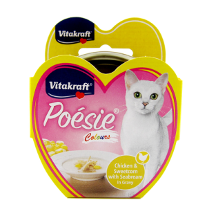 Vitakraft Poesie Colours Chicken and Sweetcorn with Seabream in Gravy Grain Free Wet Cat Food Cans