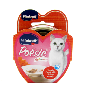 Vitakraft Poesie Colours Tuna & Carrot with Shrimp in Gravy Grain Free Wet Cat Food Cans