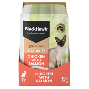 Black Hawk Mature Chicken with Salmon Wet Cat Food