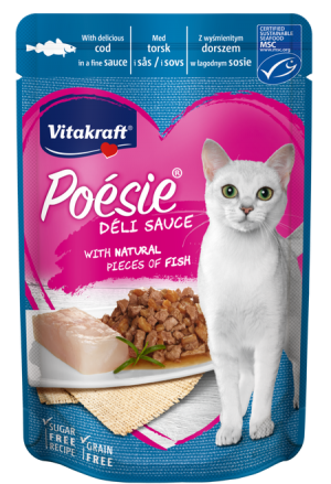 Vitakraft Poesie DeliSauce and Cod Grain Free Wet Cat Food Pouches