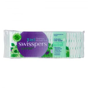 Swisspers 3-in-1 Cleanser Infused Pads – Aloe Vera & Vitamin E