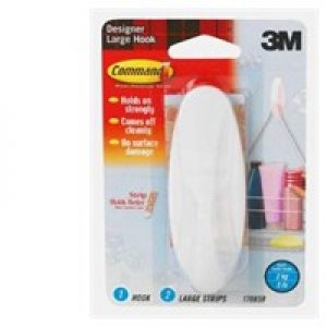 3m Command Hooks & Hangers Adhesive Lge Whte Shower Hooks