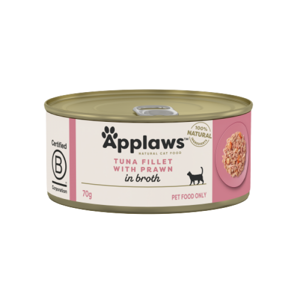 Applaws Natural Wet Cat Food Tuna Fillet With Prawn Tin 70g