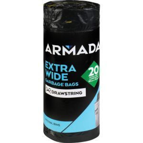 Armada Rubbish Bags 56l Extra Wide Drawstring