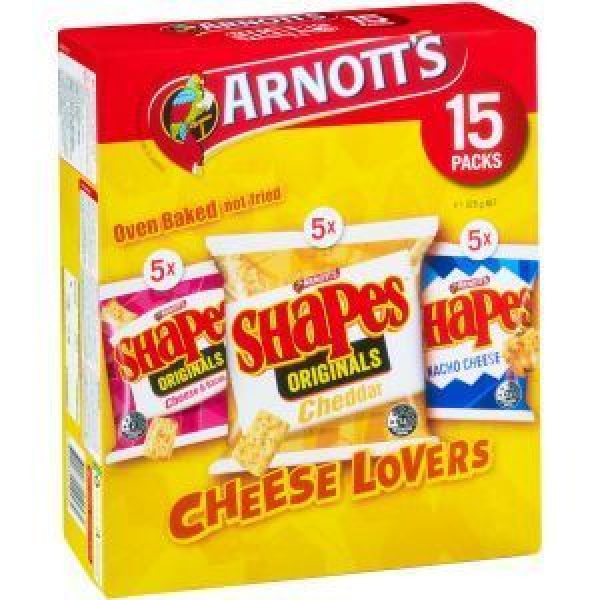 Arnotts Shapes Crackers Multipack Cheese Lovers 375g
