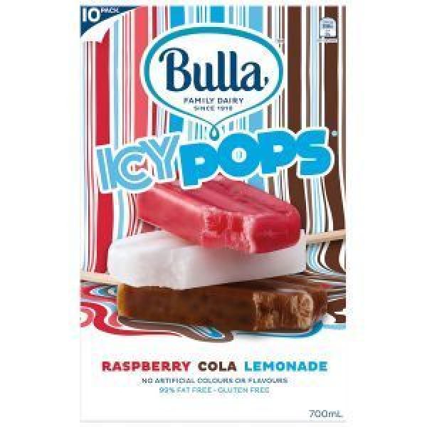 Bulla Icy Pops Ice Blocks Raspberry Lemonade & Cola