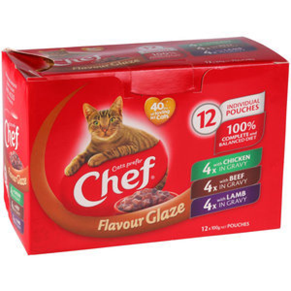 Chef Tasty Flavour Glaze Cat Food Multi Pack 100g Reviews Black Box