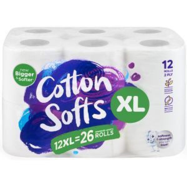 Cotton Softs Toilet Paper 12pk White Extra Long