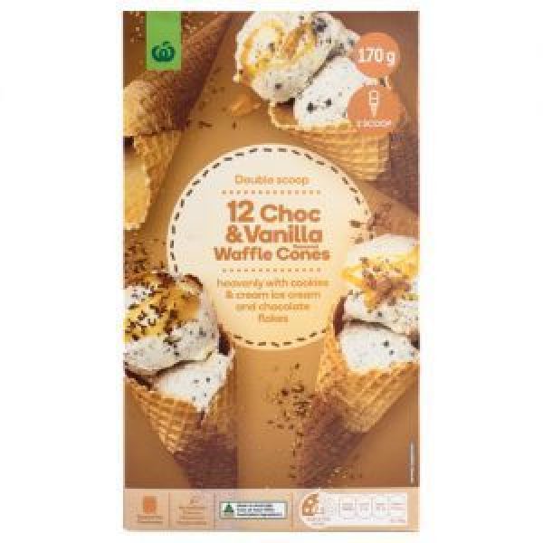 Countdown Cones Vanilla Choc Duo Waffle 170g