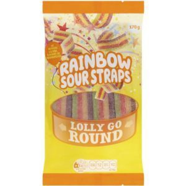 Countdown Lolly Go Round Jelly Sweets Rainbow Sour Strips