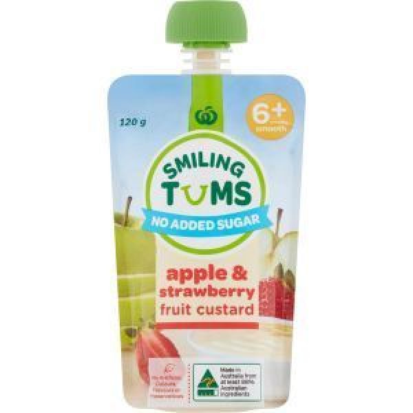 Countdown Smiling Tums Baby Food Apple Strawbry Fruit Custard
