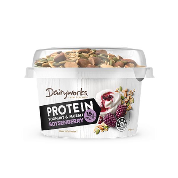 Dairyworks Protein Yoghurt and Muesli Boysenberry