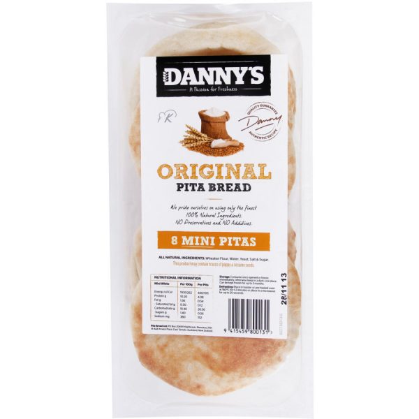 Dannys Pita Bread Plain Minis 320g