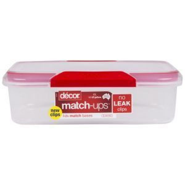 Decor Match Ups Container Oblong With Clips Red