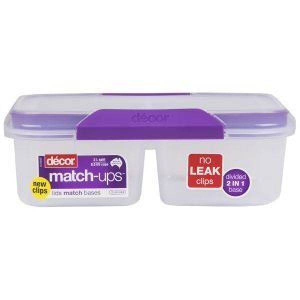 Decor Match Ups Container Split Oblong With Clips Purple