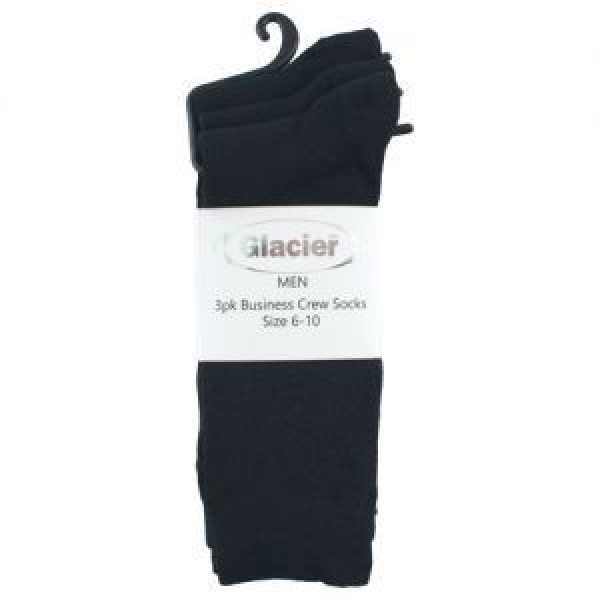 Glacier Mens Socks Crew Black Size 6-10
