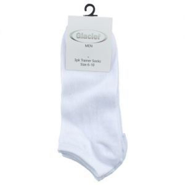 Glacier Mens Socks Trainer White Size 6-10