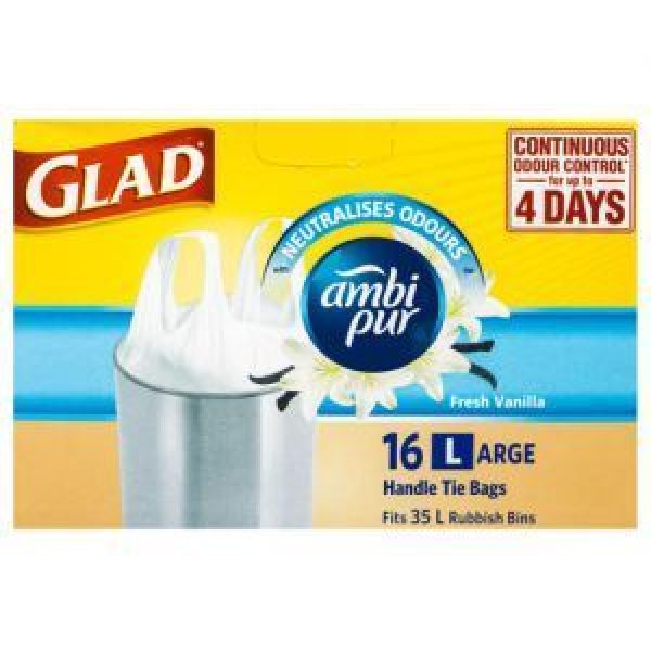 Glad Ambi Pur Kitchen Tidy Bags Handle Tie Large