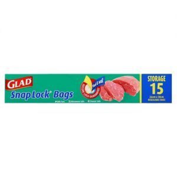 Glad Snaplock Plastic Bags Storage 26cmx38cm