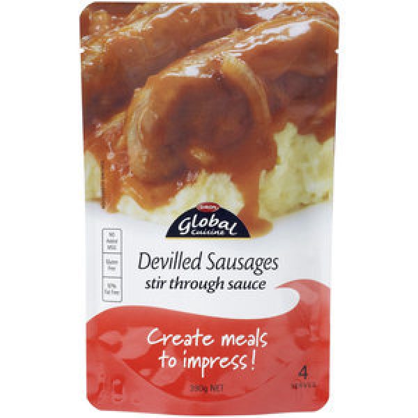 Global Cuisine Stir Through Meal Base Devilled Sausages Sauce Reviews Black Box
