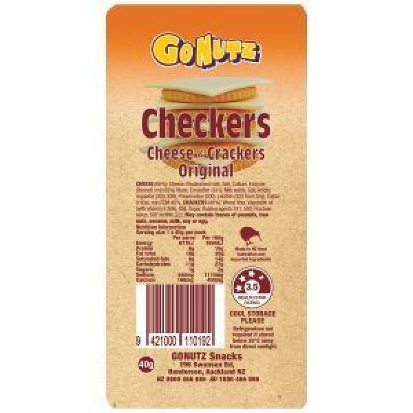Gonutz Checkers Crackers & Cheese 5 Cheese Slices & 5 Crackers