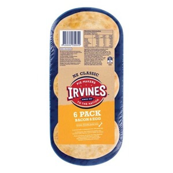 Irvines Chilled Pie 6pk Bacon & Egg