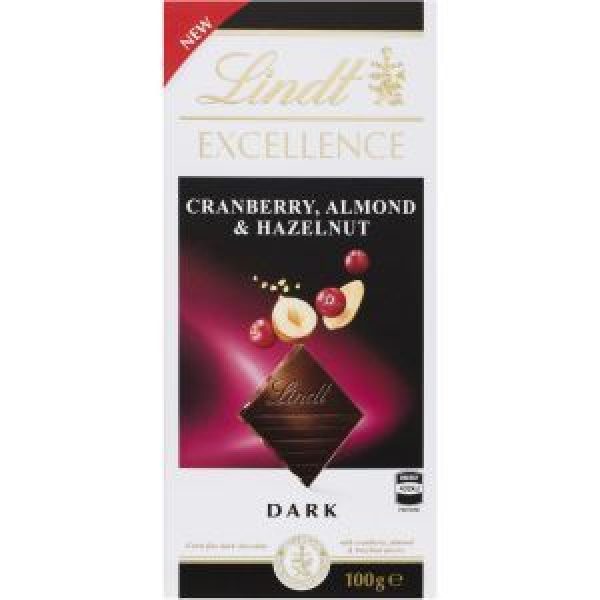 Lindt Excellence Chocolate Block Cranberry Almond Hazelnut
