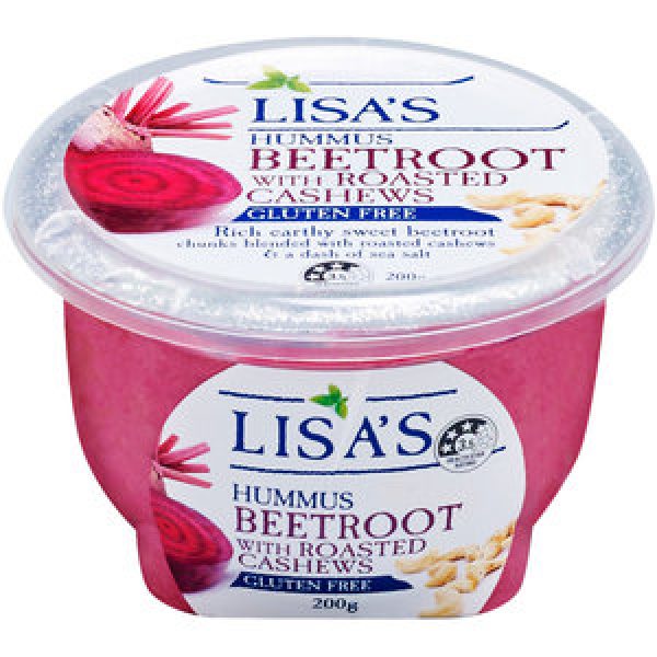 Lisas Hummus Beetroot With Roasted Cashews