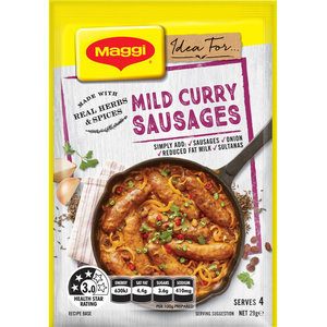 Maggi Recipe Base Mild Curry Sausages