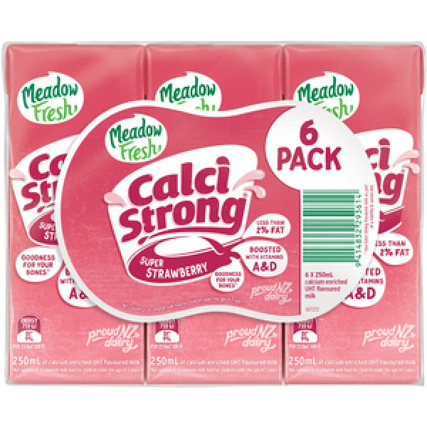 Meadow Fresh Calci Strong Flavoured Milk Strawberry Uht 250ml