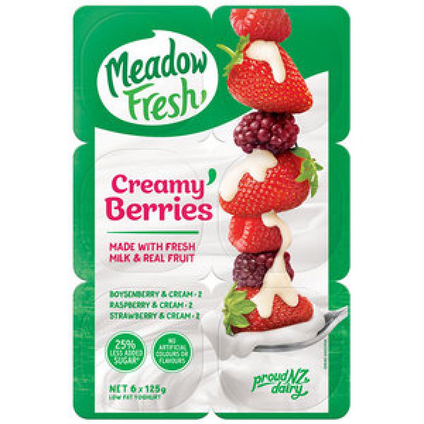 Meadow Fresh Yoghurt 6pk Creamy Berries 6 X 125g
