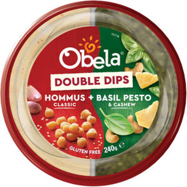 Obela Dip Doubles Hommus & Basil Pesto