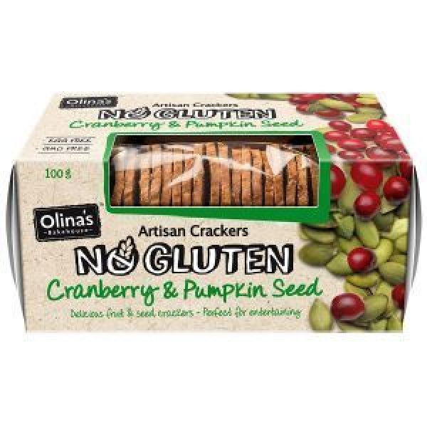 Olina’s Gluten Free Crackers Cranberry Pumpkin