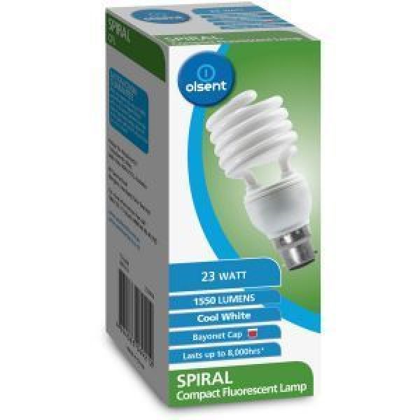 Olsent Bayonet Light Bulb Cfl Spiral 23w Cw