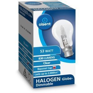 Olsent Bayonet Light Bulb Halogen Clear 53w
