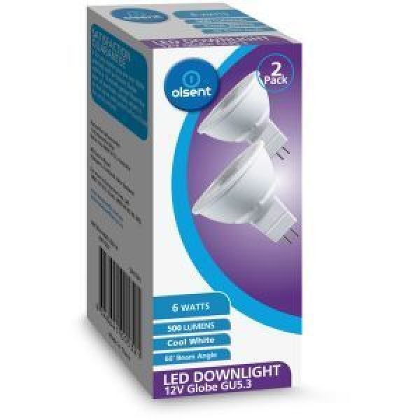 Olsent Down Light Bulb Led Gu5.3 12v6w 500lm Cw