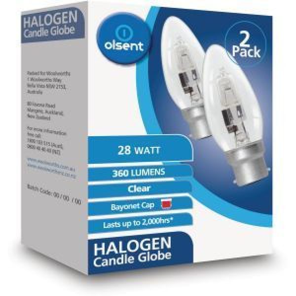 Olsent Halogen Round Bulb Bayonet Clear 28w