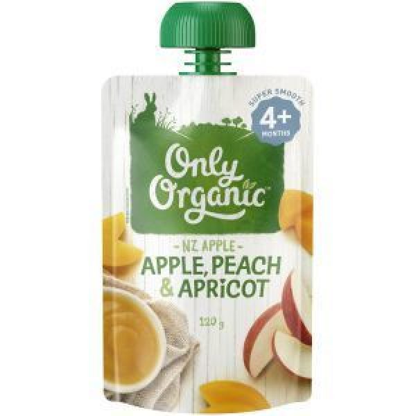 Only Organic Stage 1 Baby Food Apricot Peach & Apple
