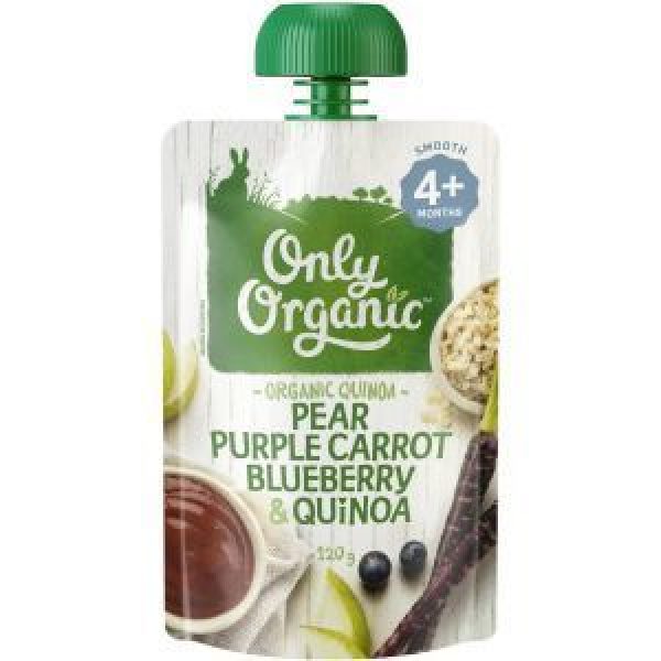 Only Organic Stage 1 Baby Food Pear Purp Carrot Blubry Quinoa
