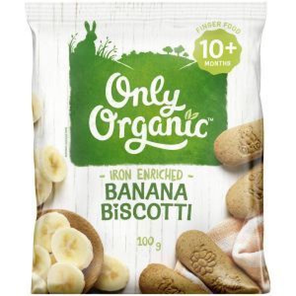 Only Organic Stage 3 Baby Snacks Banana Biscotti 8+ Months