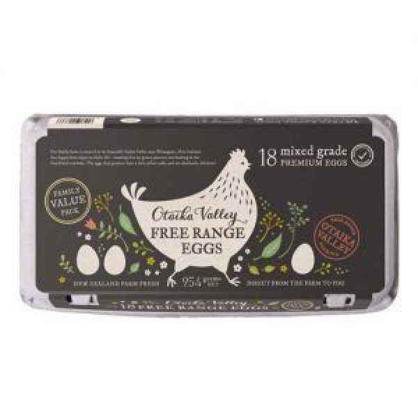 Otaika Valley Eggs 18pk Free Range Mixed Grade