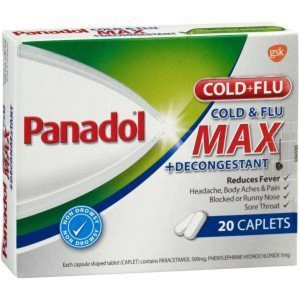 Panadol Cold & Flu Max Cold Remedy + Decongestant Caplets Reviews