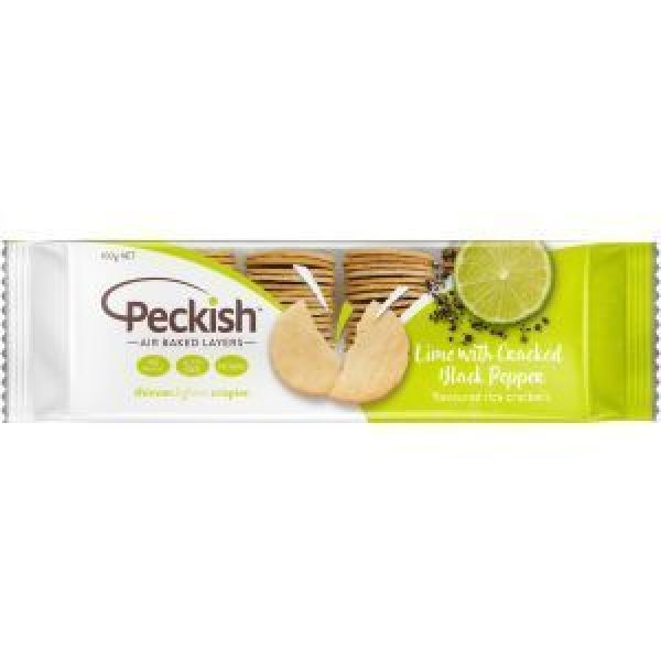 Peckish Thins Rice Crackers Lime & Black Pepper