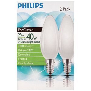 Philips Halogen Candle Bulb Screw 28w Frosted