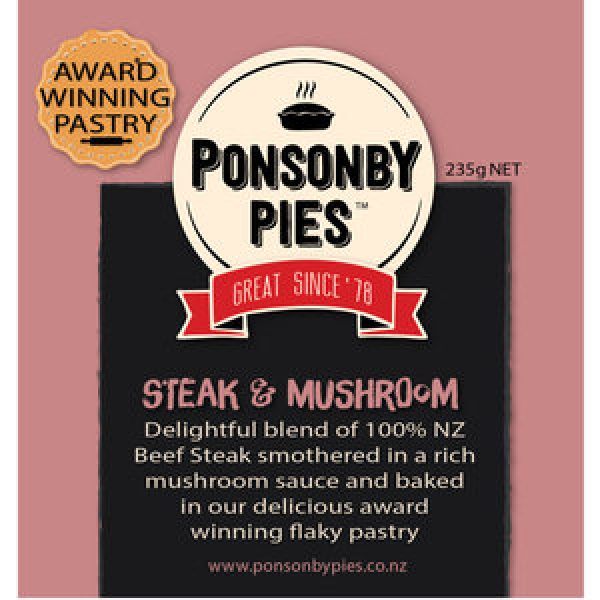 Ponsonby Chilled Single Pie Steak & Mushroom